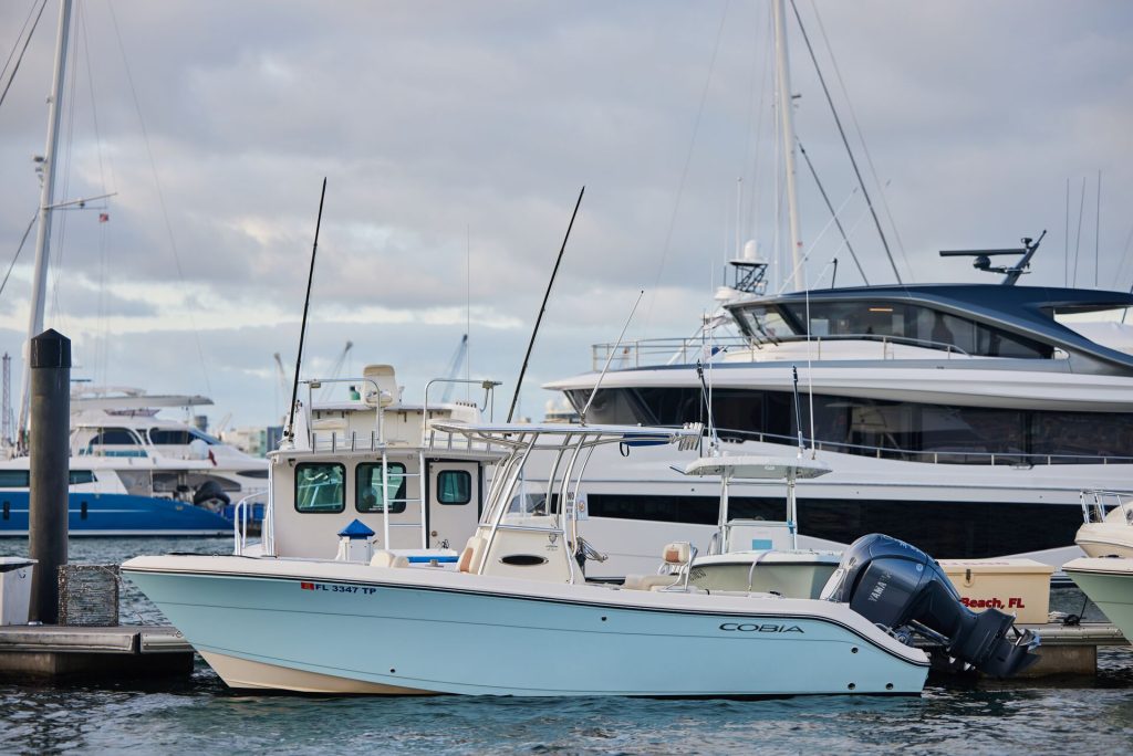 Boats at a marina, buying a boat concept.