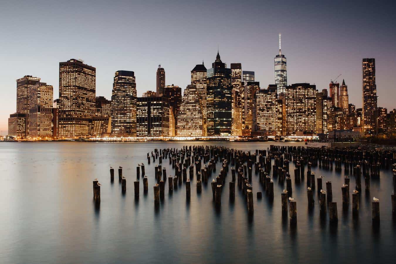 A view from one of New York's waterways looking at the NYC skyline. A view from one of New York's waterways looking at the NYC skyline.