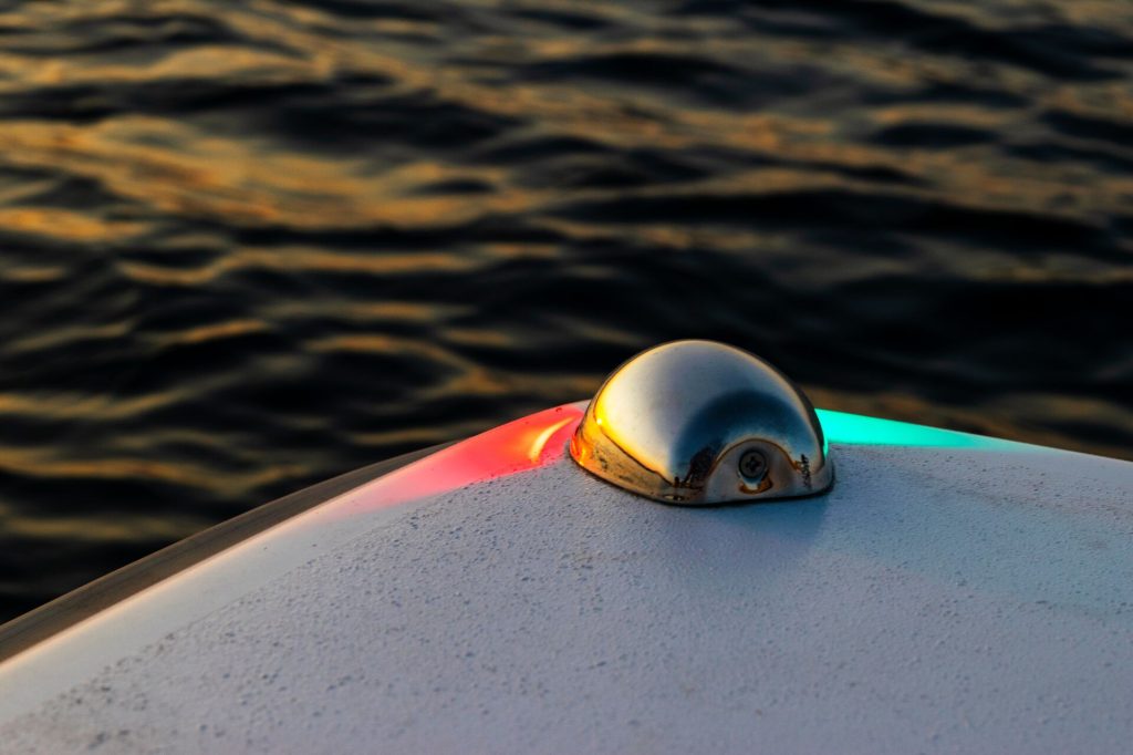 Boat navigation lights, safety equipment concept.