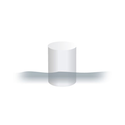 Plain white cylindrical buoy floating in the water