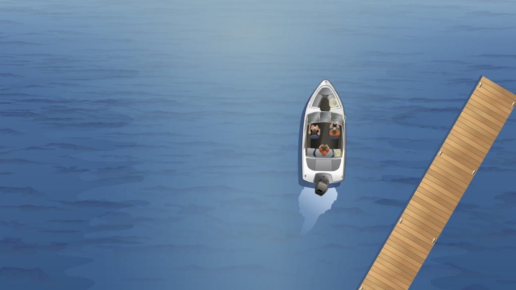 Boat casting off from the dock