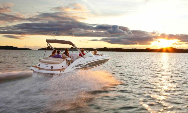 boat cruising with people onboard