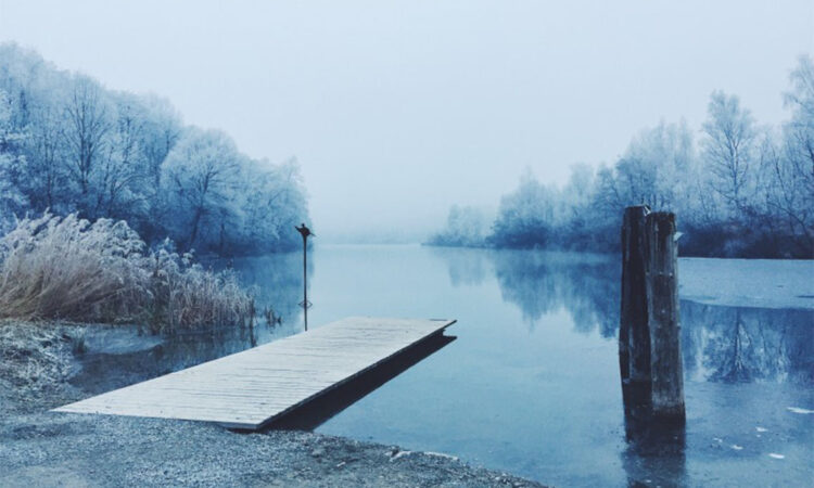 Cold winter day by the lake