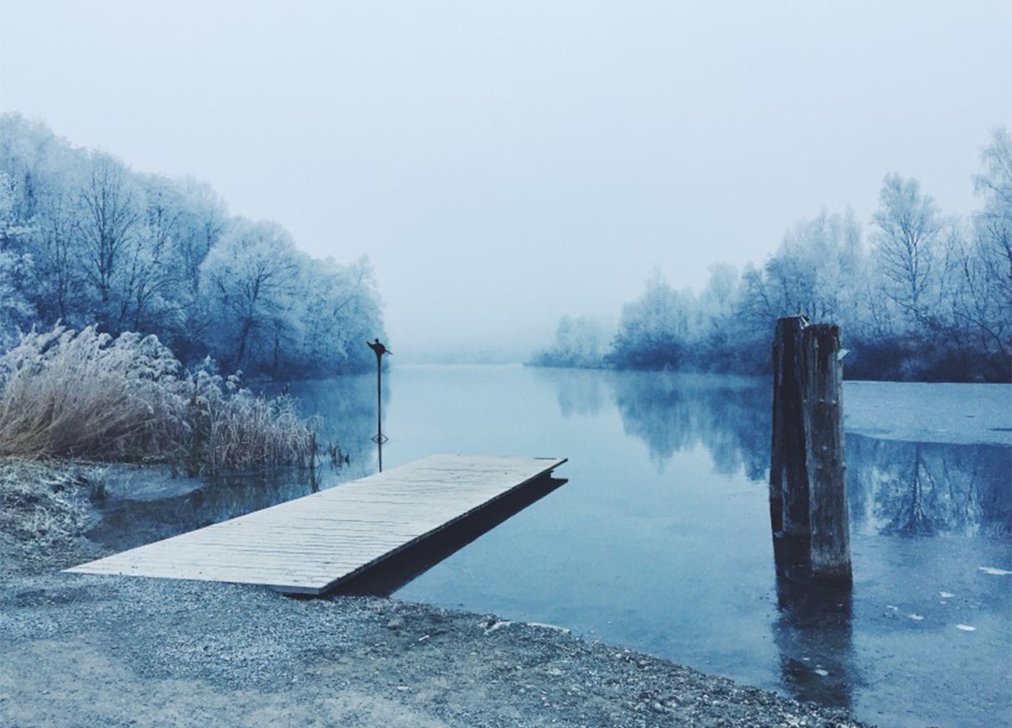 Cold winter day by the lake