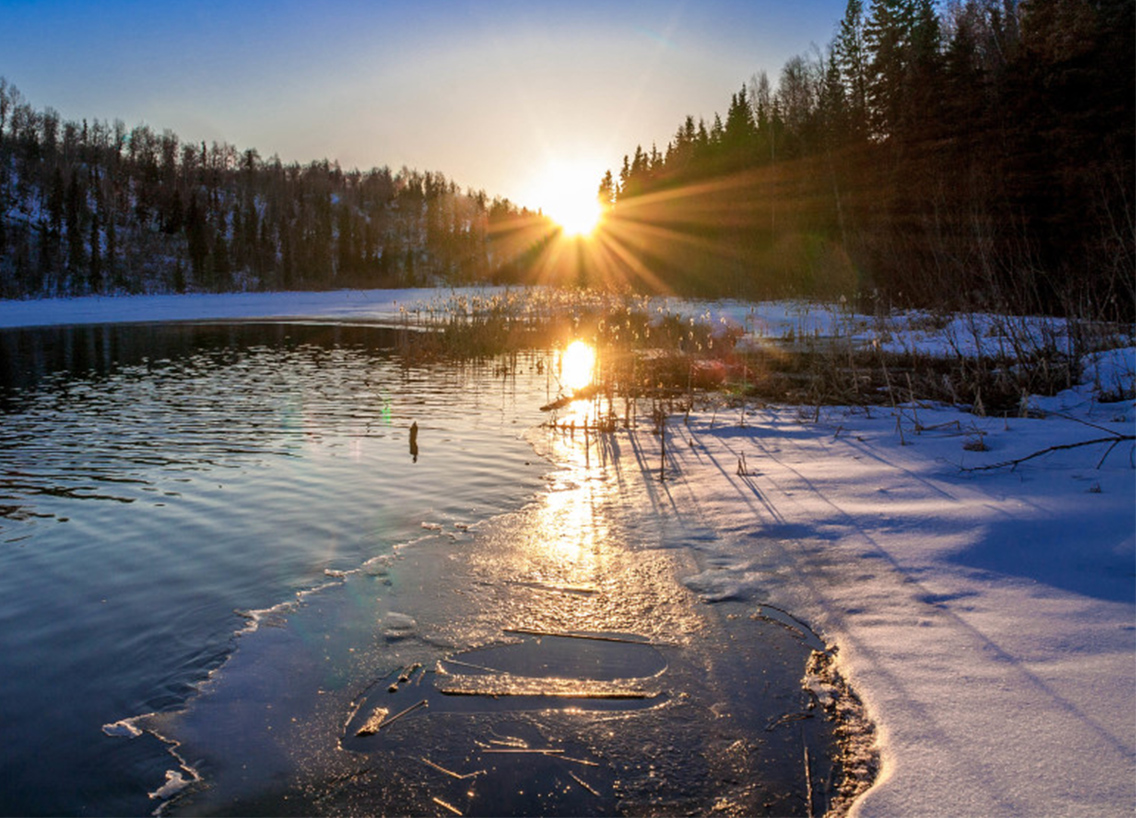 Lake thawing in the spring