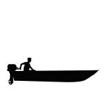 boater in aluminum boat silhouette icon